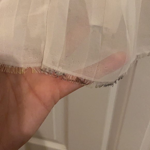 Nicholas Stripe Dress White Pleated Midi 8 - Picture 10 of 13